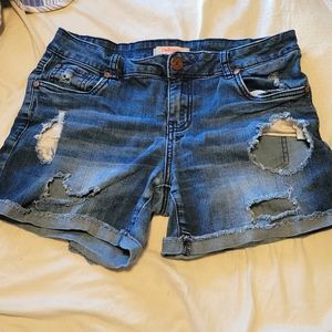 refuge distressed blue denim shorts